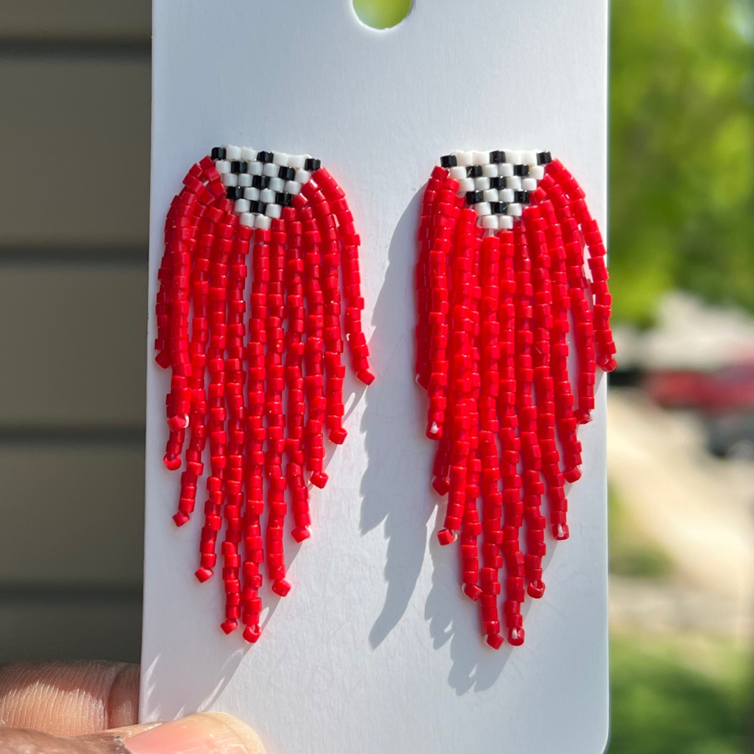 Angelica Fringe Studs in Red