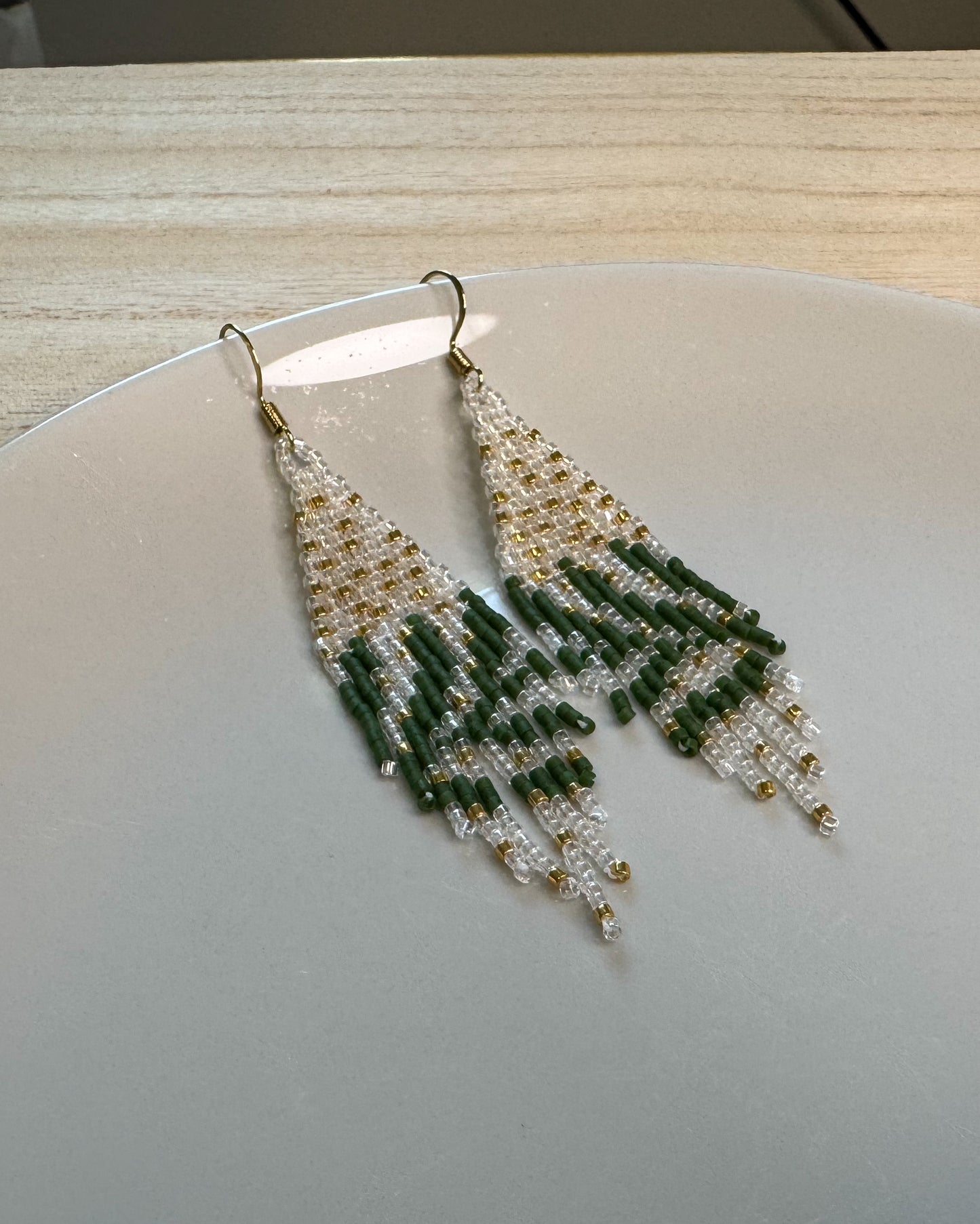 Celeste Fern Crystal Beaded Earrings