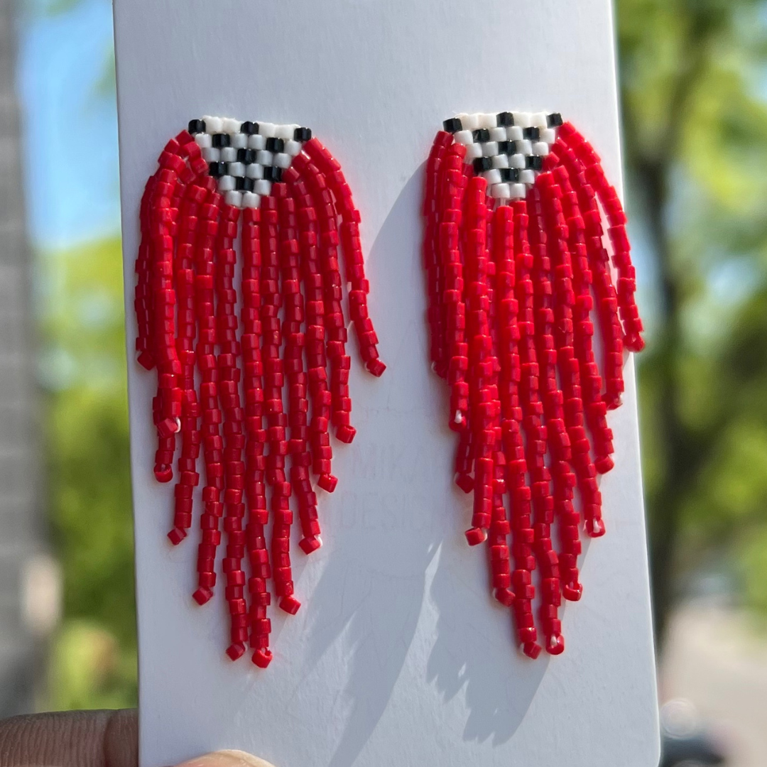 Angelica Fringe Studs in Red