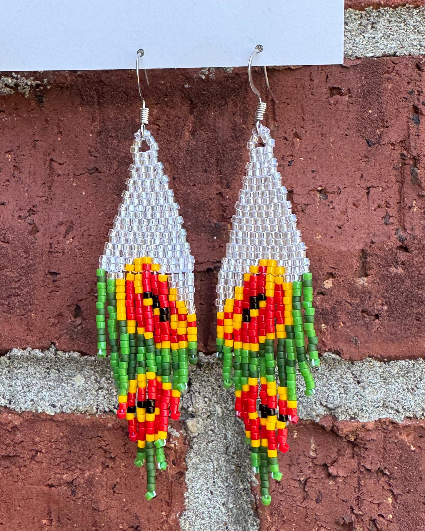 Ruby Tulip Crystal Beaded Earrings