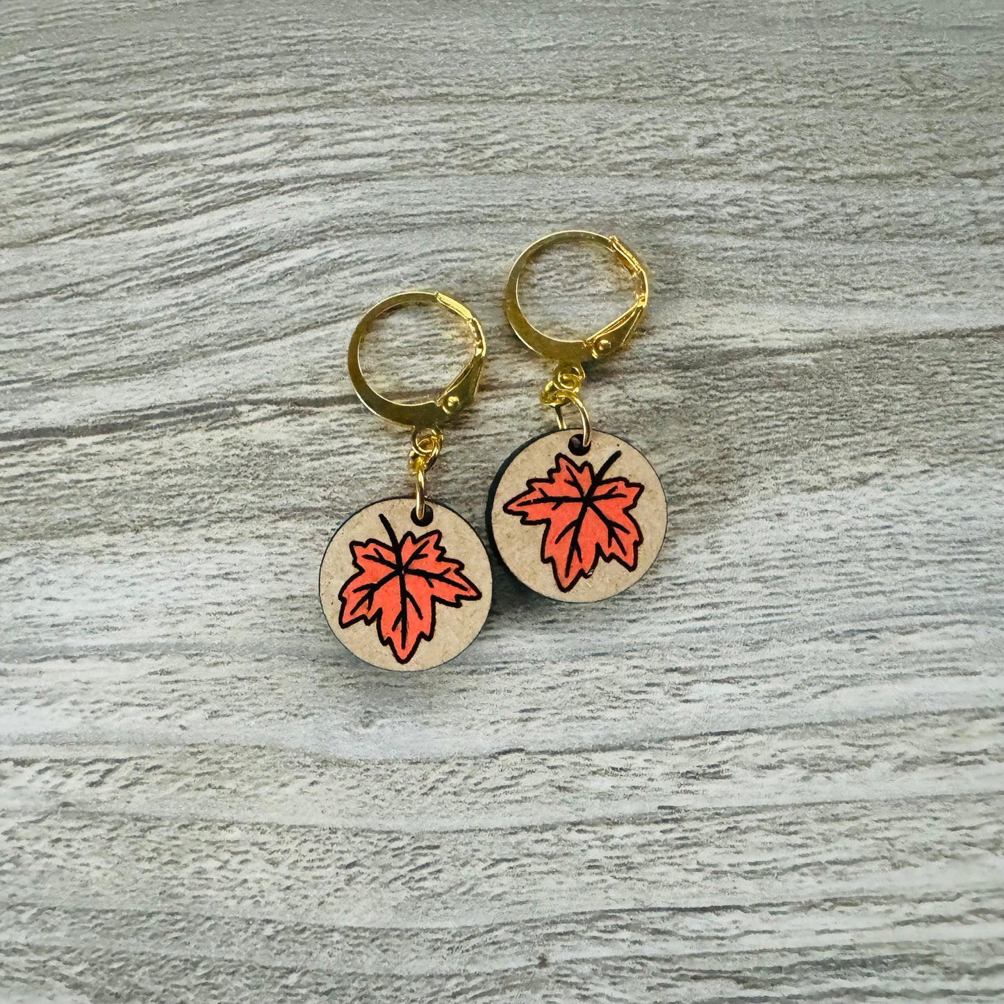 Autumn Leaf Huggie Earrings