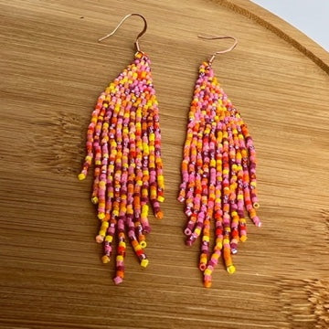 Summer Vibes Fringe Earrings in Sunset Blush