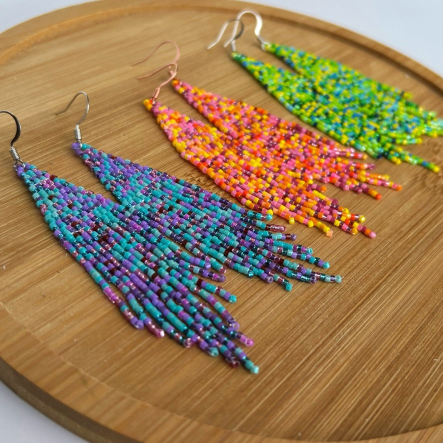 Summer Vibes Fringe Earrings in Sunset Blush