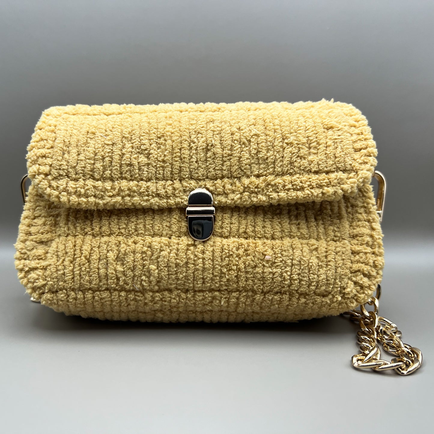 Jennie Cross Body Teddy Plush Bag in Buttercup