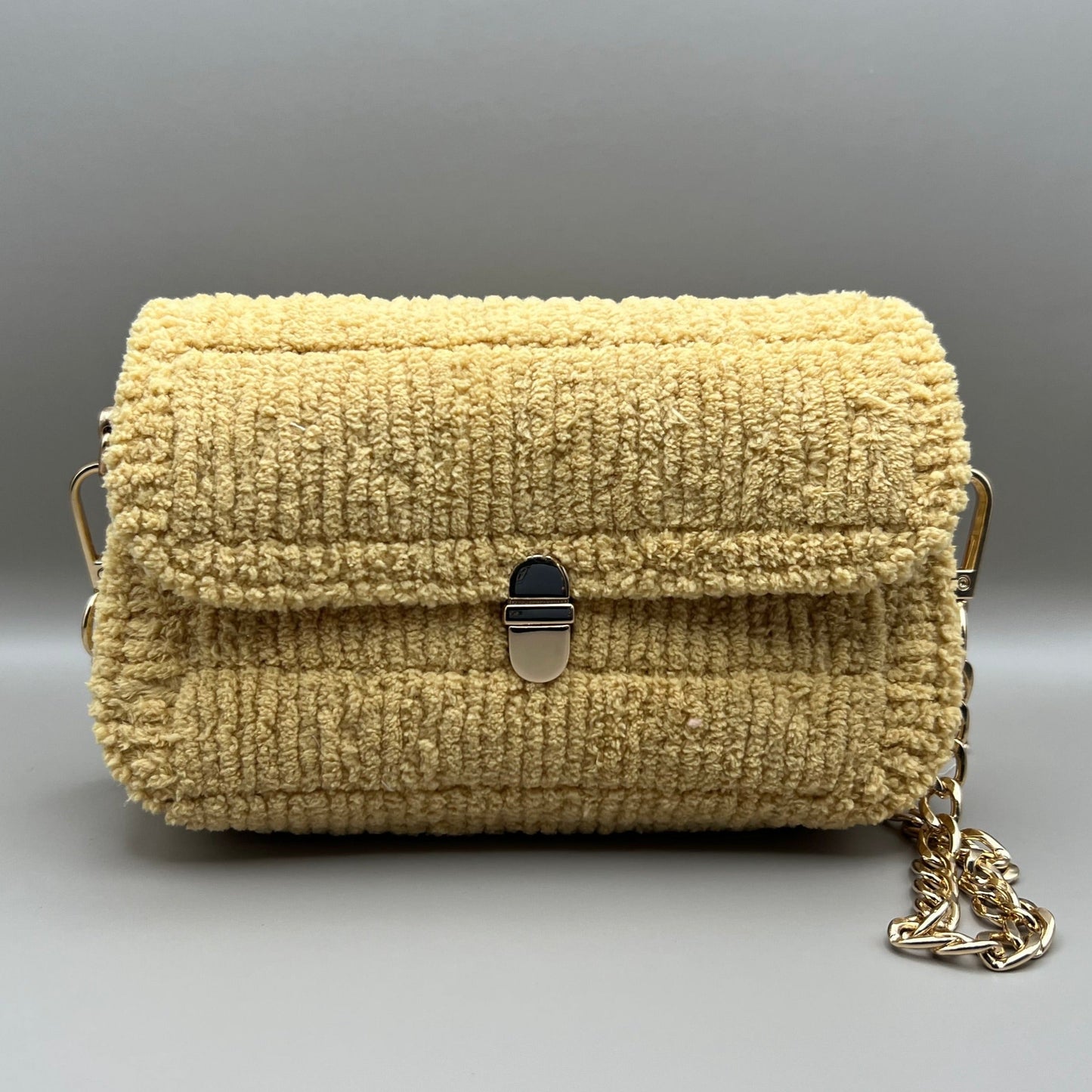 Jennie Cross Body Teddy Plush Bag in Buttercup