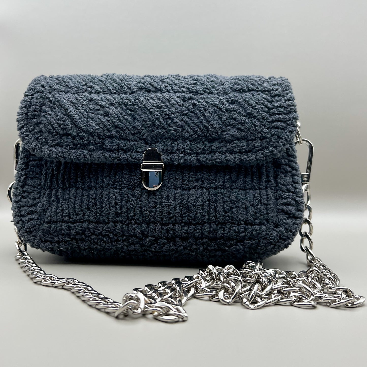Jennie Cross Body Teddy Plush Bag in Graphite