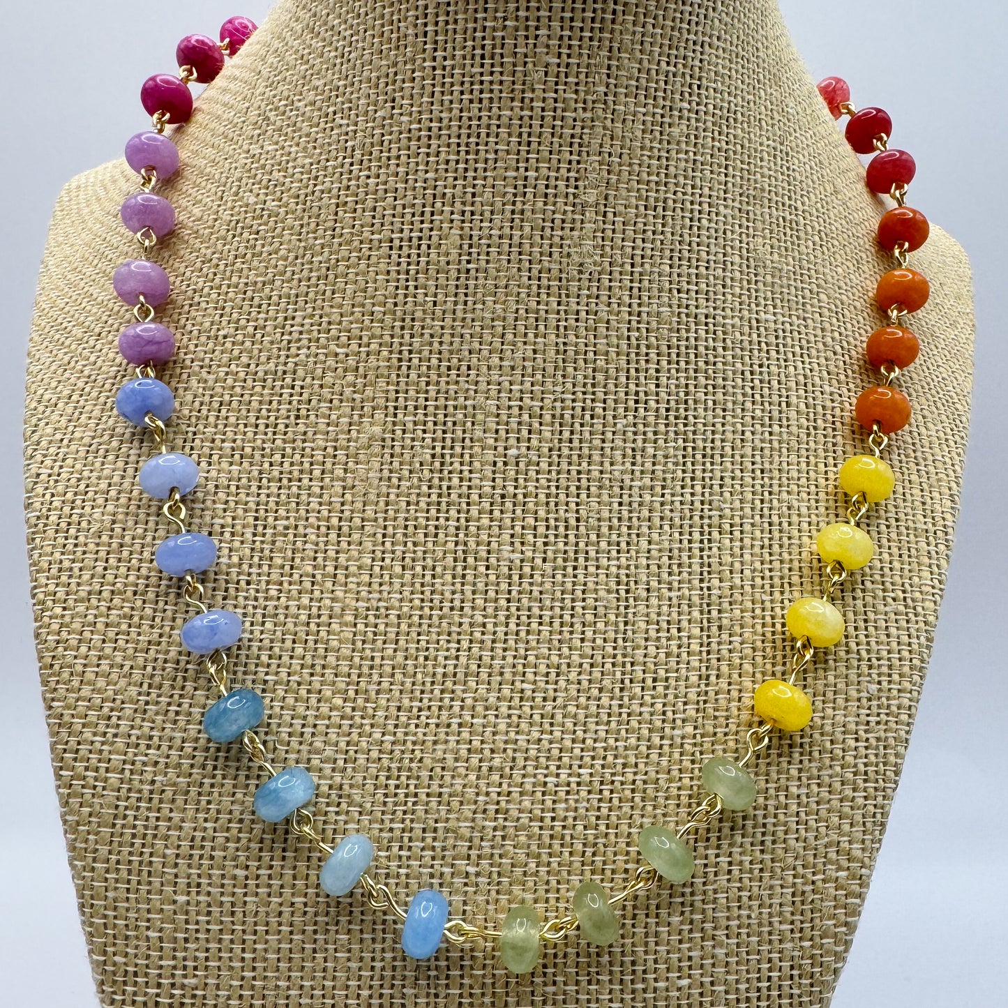 Rainbow Delight Gemstone Necklace (Gold)