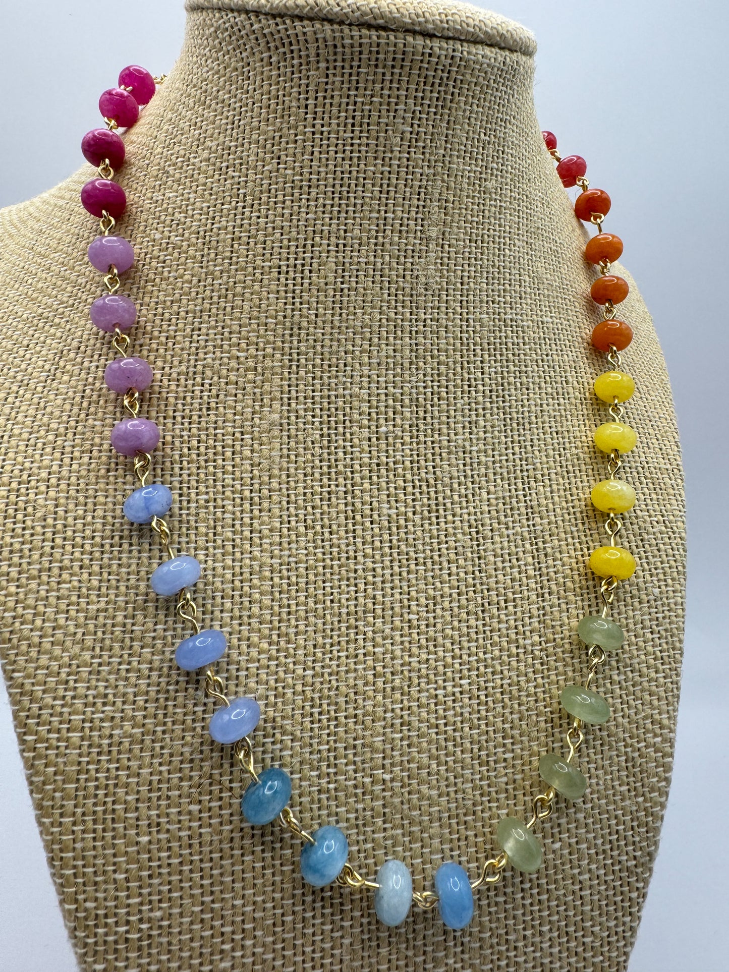 Rainbow Delight Gemstone Necklace (Gold)