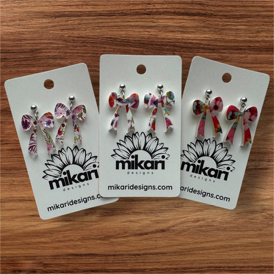 Jovie Bow Earrings in Rosy Confetti