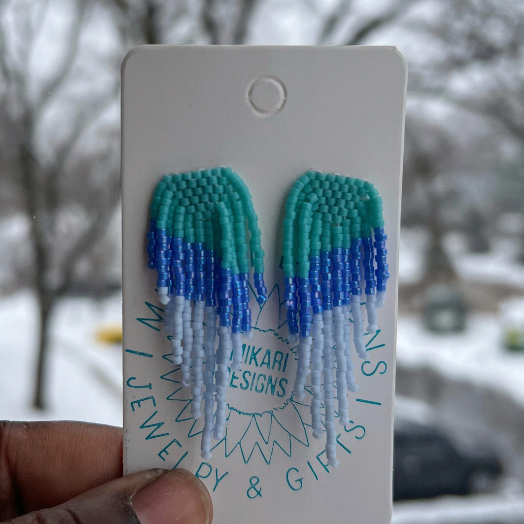 Ocean Breeze Fringe Stud Earrings