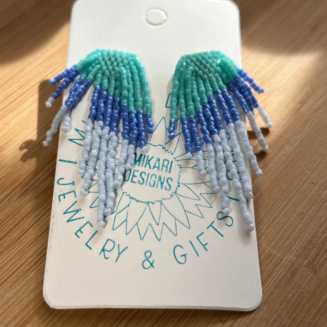 Ocean Breeze Fringe Stud Earrings