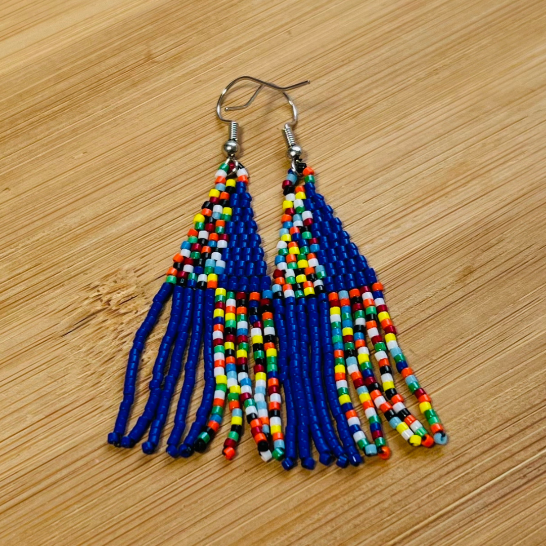 Small Ola Fringe Earring in Blue