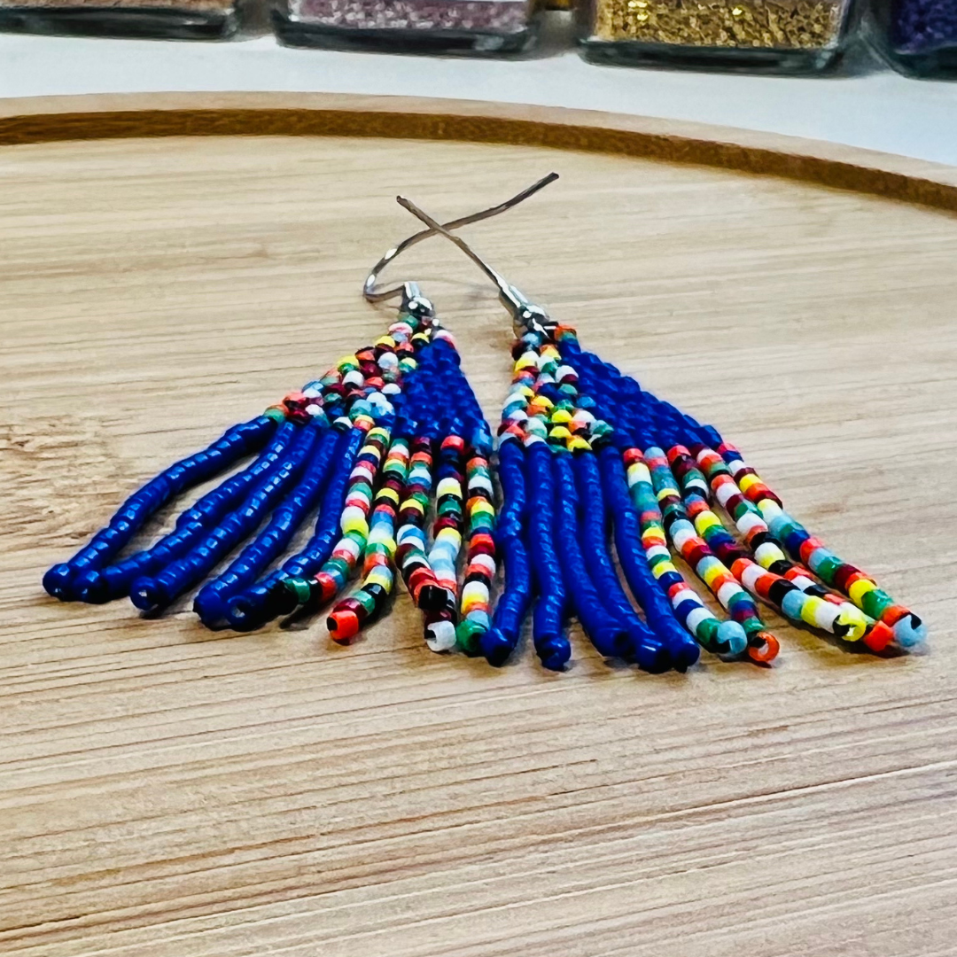 Small Ola Fringe Earring in Blue