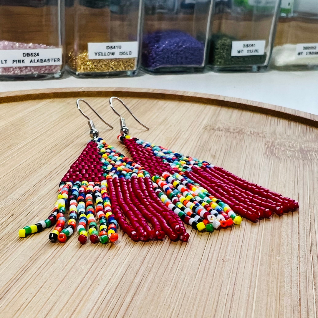 Ola Fringe Earring in Red