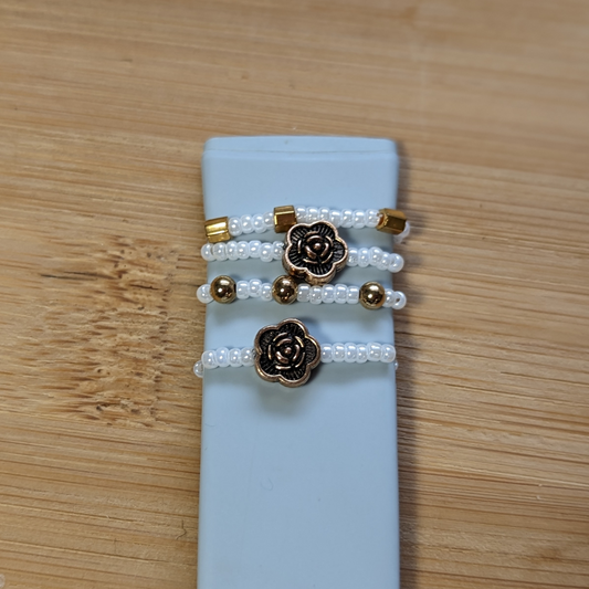 Antique Gold Flowers Beaded Smartwatch Band Charms