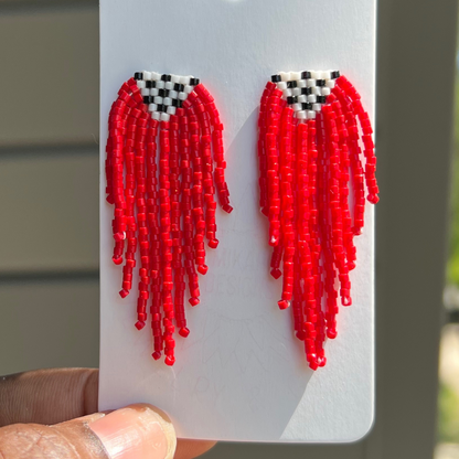 Angelica Fringe Studs in Red
