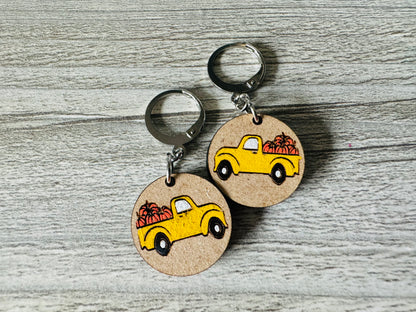 Pumpkin Truck Huggie Earrings