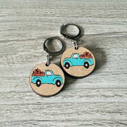 Pumpkin Truck Huggie Earrings