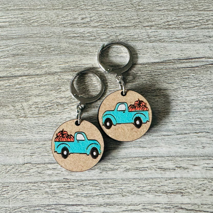 Pumpkin Truck Huggie Earrings