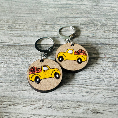 Pumpkin Truck Huggie Earrings