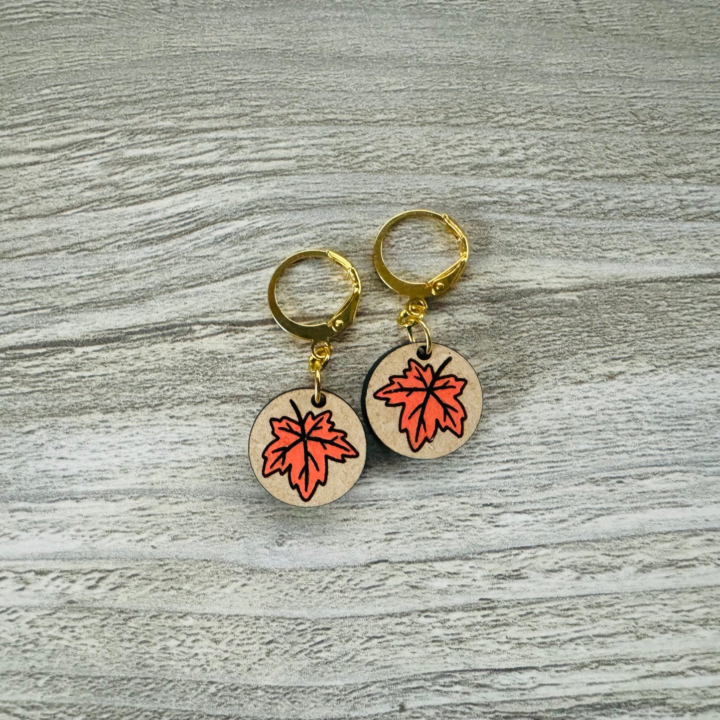 Autumn Leaf Huggie Earrings