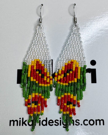 Ruby Tulip Crystal Beaded Earrings