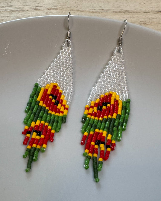 Ruby Tulip Crystal Beaded Earrings