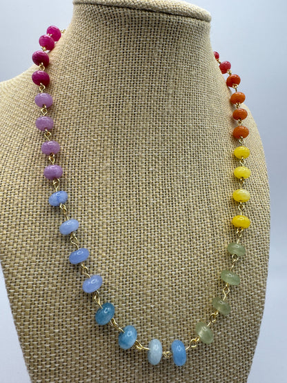 Rainbow Delight Gemstone Necklace (Gold)