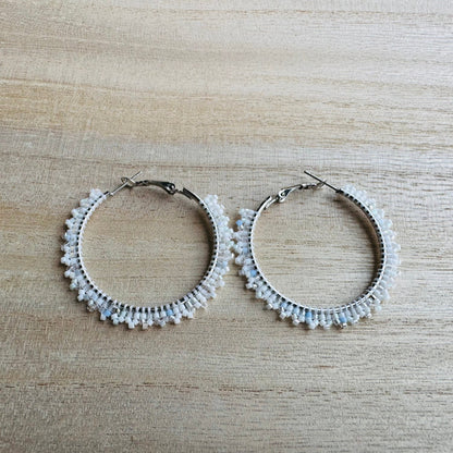 Holiday Sparkle Beaded Hoop Earrings in Winter Wonders