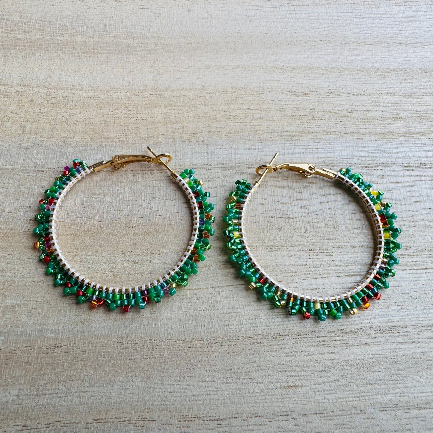 Holiday Sparkle Beaded Hoop Earrings in Merry & Bright