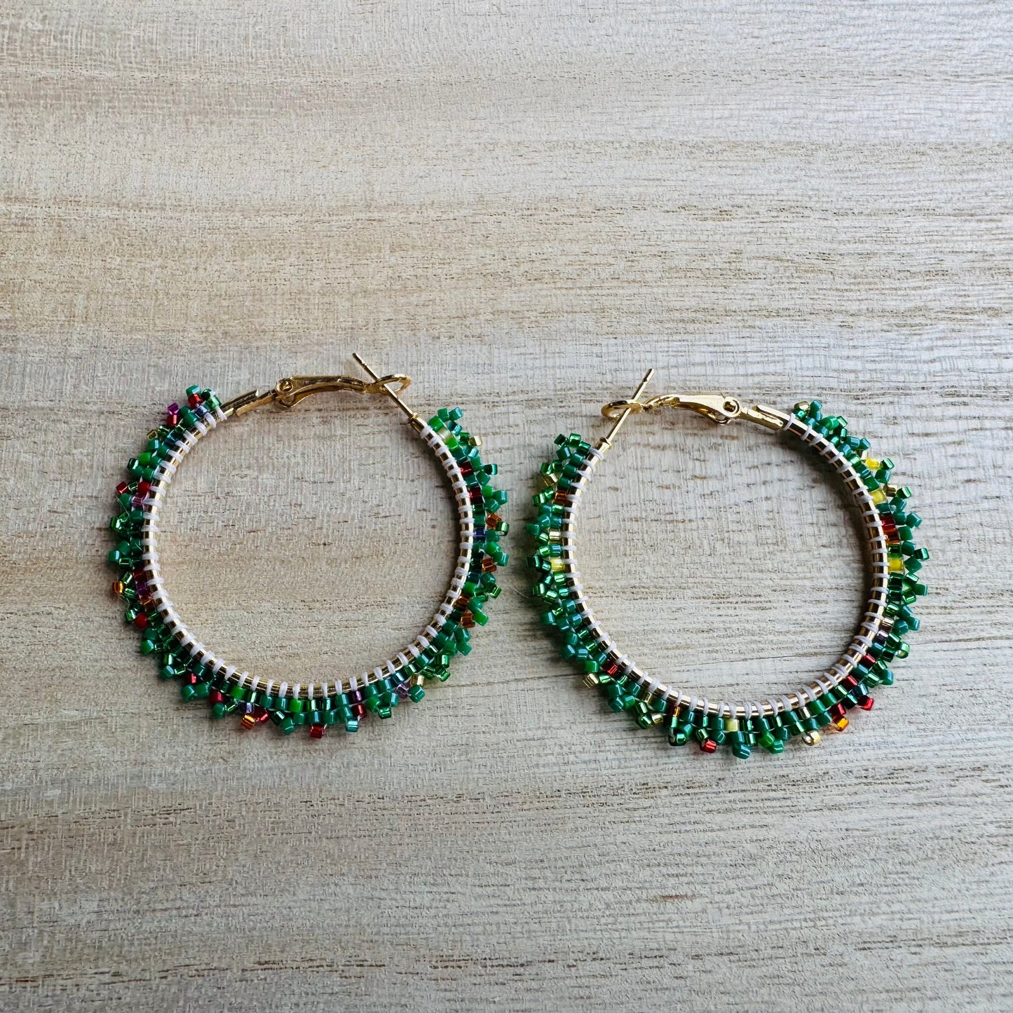 Holiday Sparkle Beaded Hoop Earrings in Merry & Bright