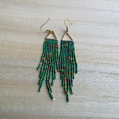 Holiday Sparkle Triangle Fringe Earrings in Merry & Bright