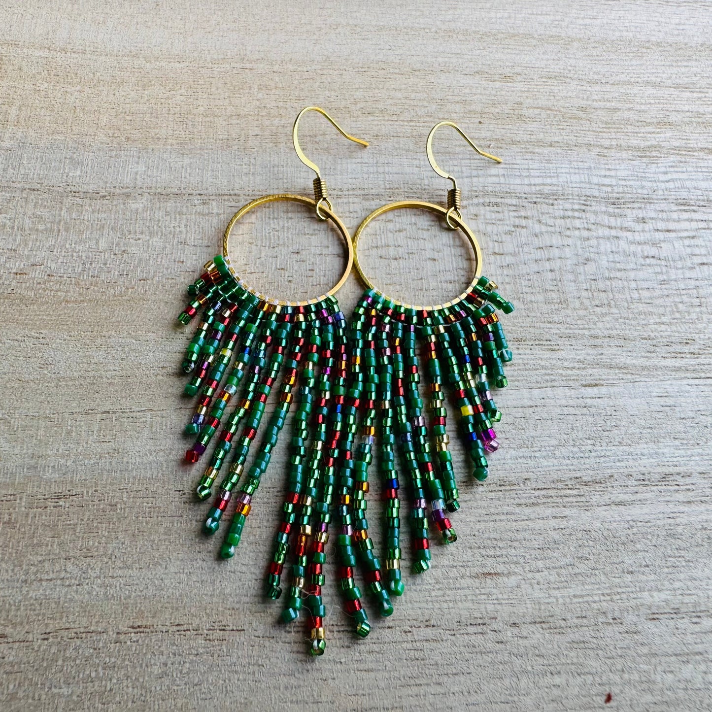 Holiday Sparkle Hoop Fringe Earrings in Merry & Bright