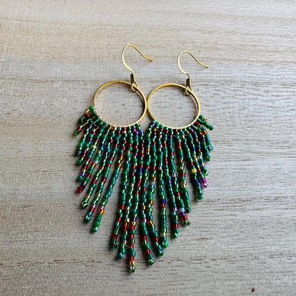 Holiday Sparkle Hoop Fringe Earrings in Merry & Bright