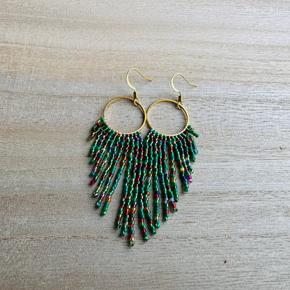 Holiday Sparkle Hoop Fringe Earrings in Merry & Bright