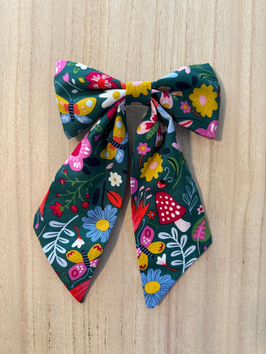 Lila Bow Barrette in Meadow Song