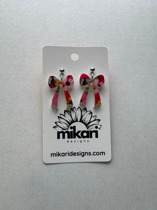 Jovie Bow Earrings in Rosy Confetti