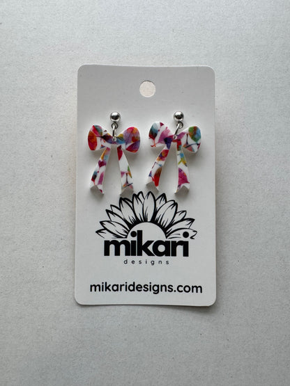 Jovie Bow Earrings in Watercolor Bloom