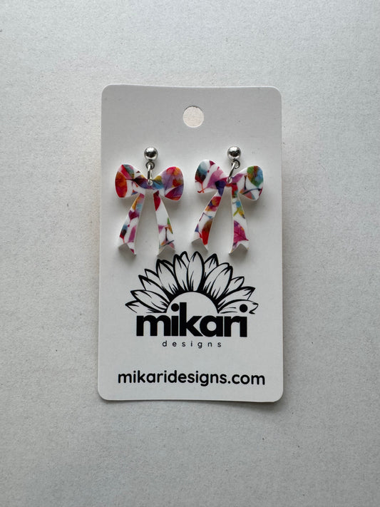 Jovie Bow Earrings in Watercolor Bloom
