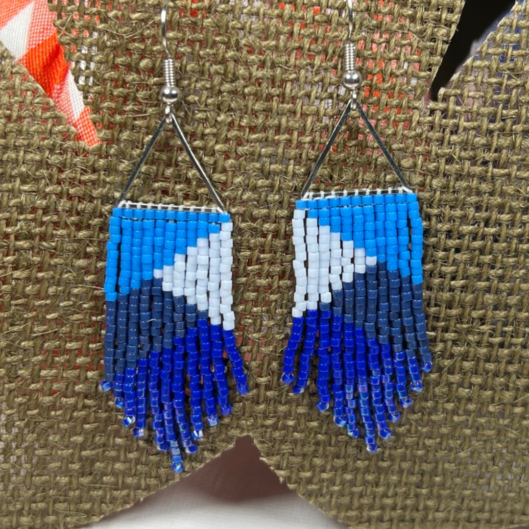 Louella Fringe Earrings in Blue Denim