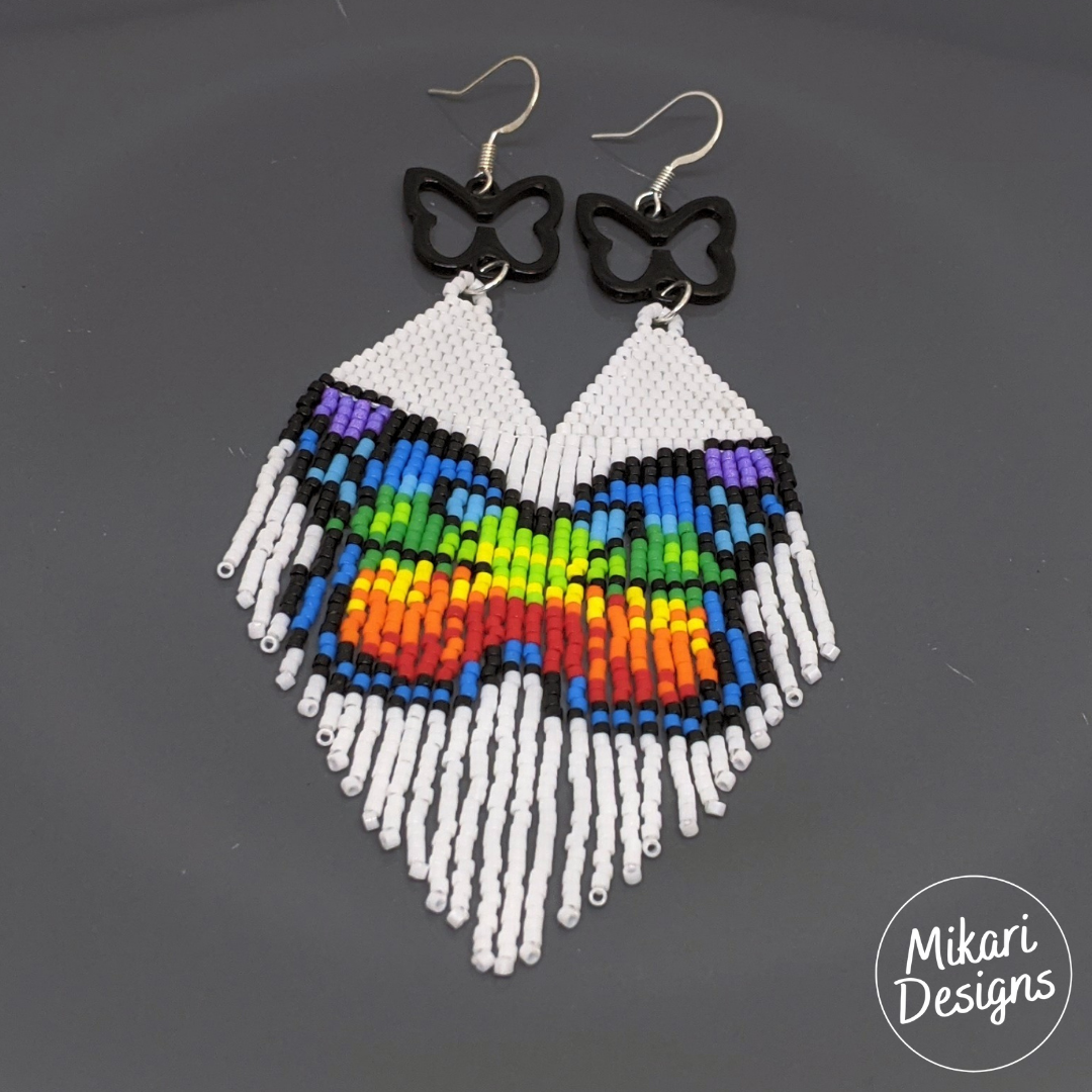 Rainbow Butterfly Fringe Earrings