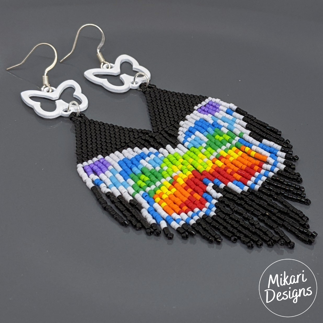 Rainbow Butterfly Fringe Earrings