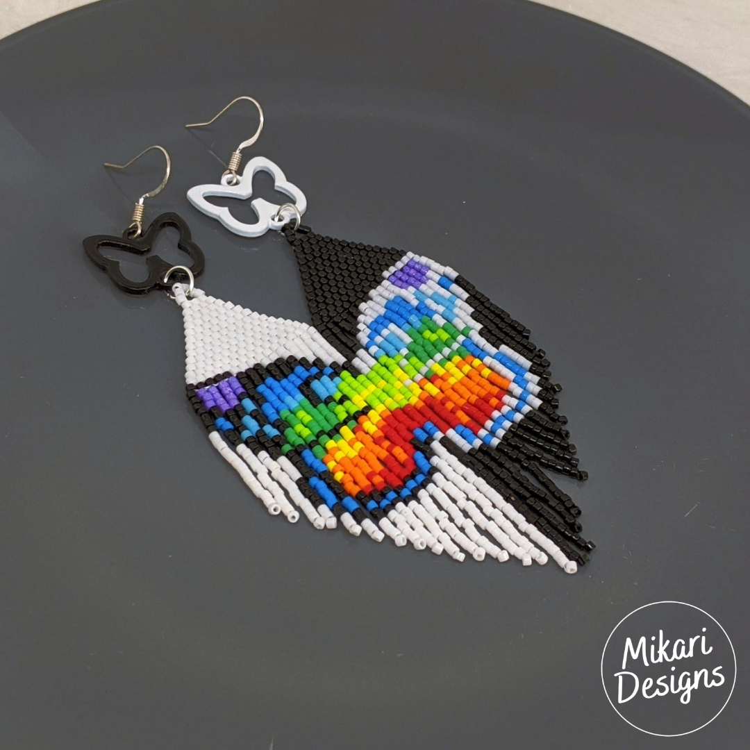 Rainbow Butterfly Fringe Earrings