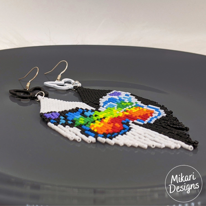 Rainbow Butterfly Fringe Earrings