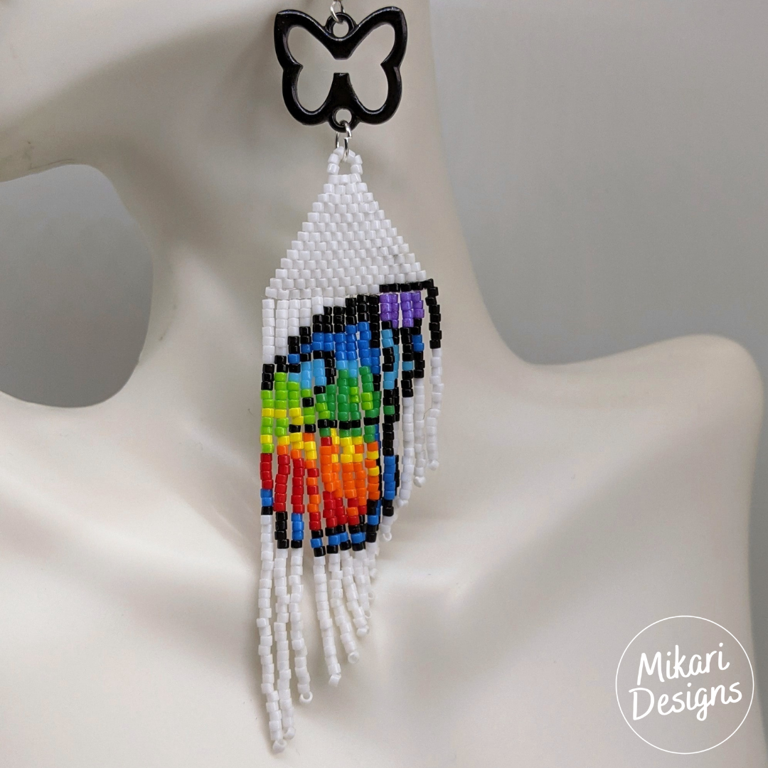 Rainbow Butterfly Fringe Earrings