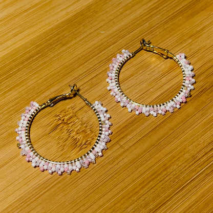 Olympia Hoop Earrings in Pink Shimmer
